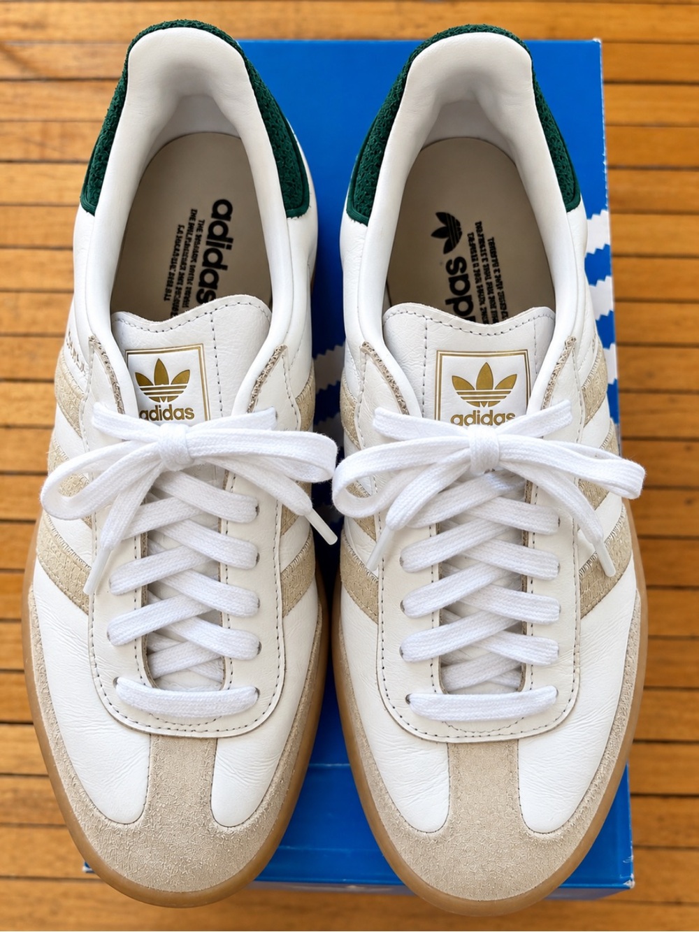 Adidas Sambae Women’s Sneakers White Gold Green Gum Sole Size 40